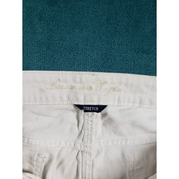 American Eagle Jeans Size 12 Womens White Denim Stretch Pants Mid Rise Jegging - Picture 3 of 13